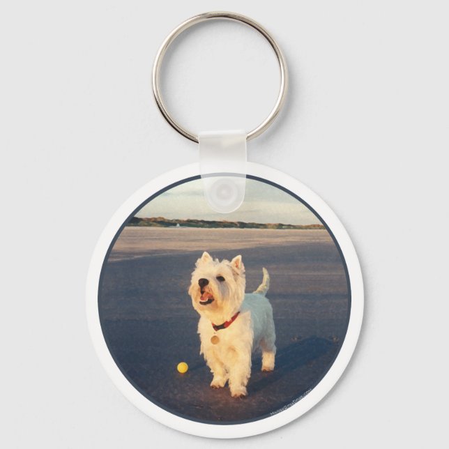 Westies and the Ocean Key Ring (Front)