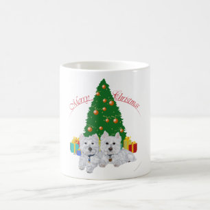 Westies by the Christmas Tree Coffee Mug