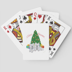 Westies by the Christmas Tree Playing Cards