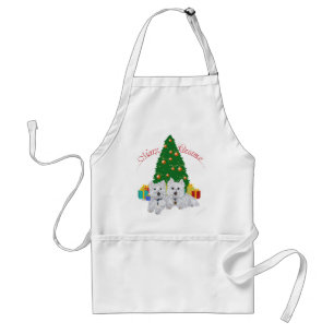 Westies by the Christmas Tree Standard Apron