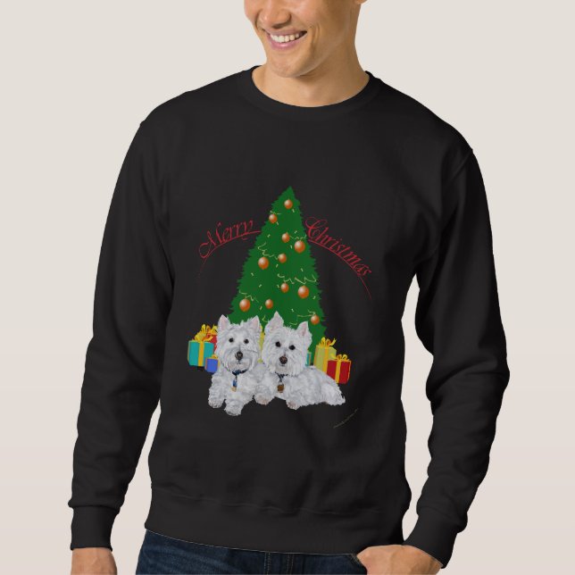 Westies by the Christmas Tree Sweatshirt (Front)