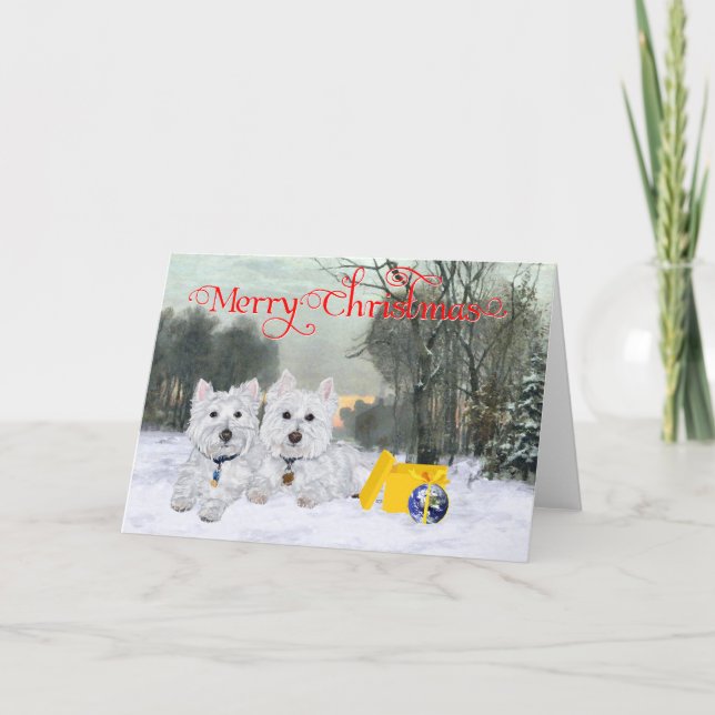 Westies in Wintertime Holiday Card (Front)