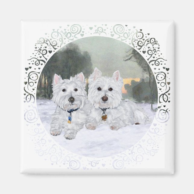 Westies in Wintertime Magnet (Front)