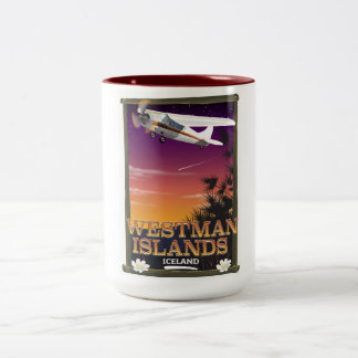 Westman Islands Iceland travel poster Two-Tone Coffee Mug