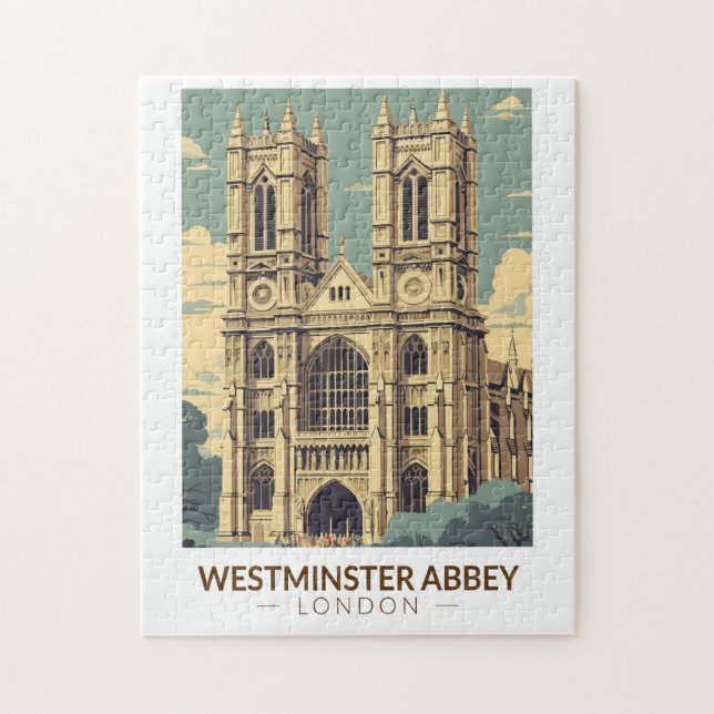Westminster Abbey England Travel Art Vintage Jigsaw Puzzle (Vertical)