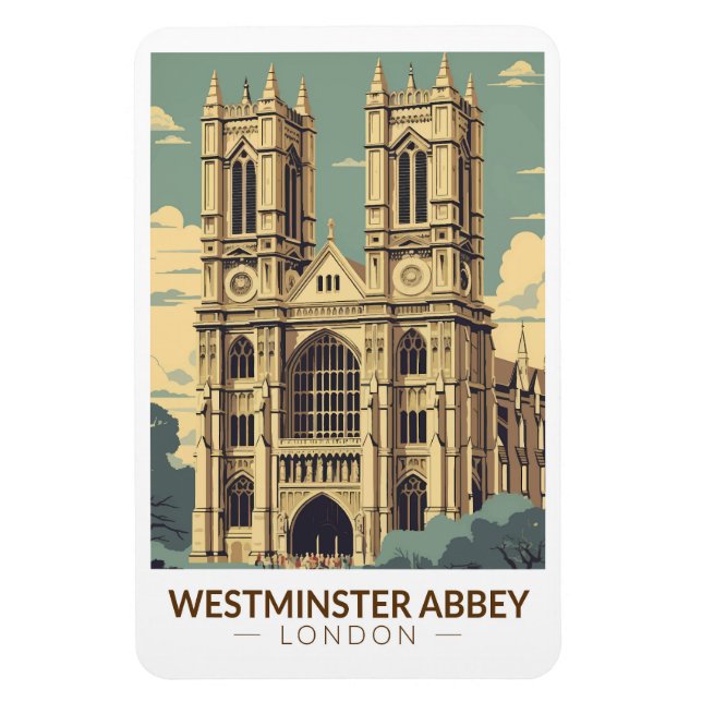 Westminster Abbey England Travel Art Vintage Magnet (Vertical)