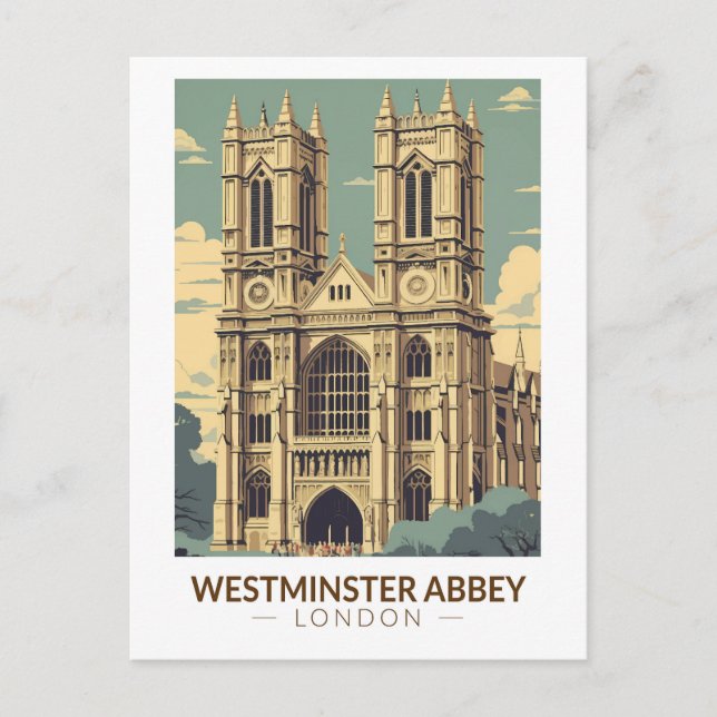 Westminster Abbey England Travel Art Vintage Postcard (Front)