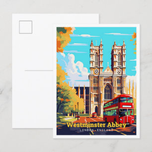 Westminster Abbey London Travel Art Vintage  Postcard
