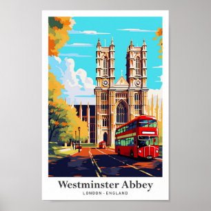 Westminster Abbey London Travel Art Vintage  Poster