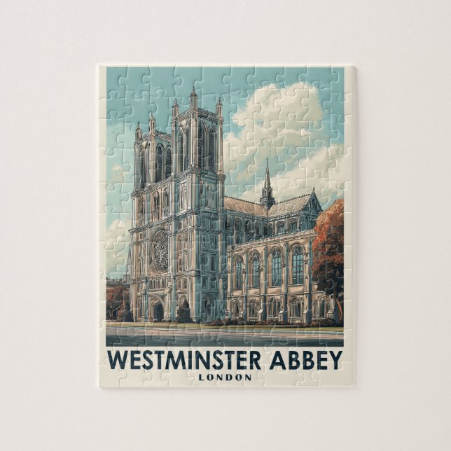 Westminster Abbey London Vintage Travel Jigsaw Puzzle (Vertical)