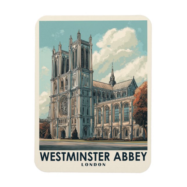 Westminster Abbey London Vintage Travel Magnet (Vertical)
