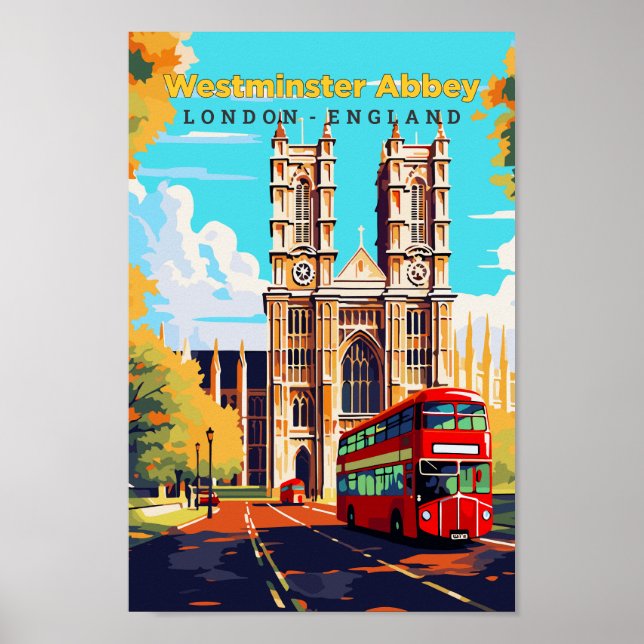 Westminster Abbey Travel Art Vintage Illustration  Poster (Front)