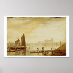 Westminster Bridge and Abbey, 1813 (oil on board) Poster