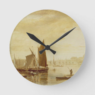 Westminster Bridge and Abbey, 1813 (oil on board) Round Clock