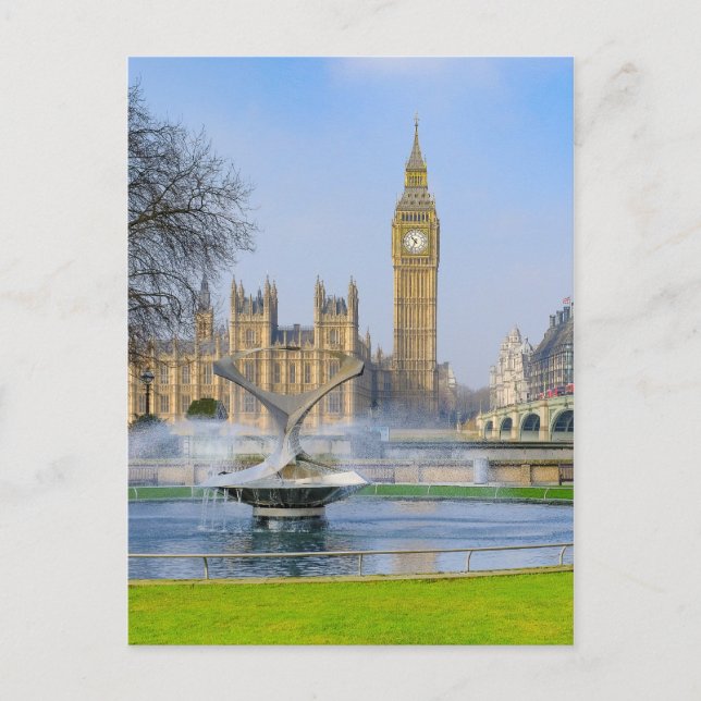 Westminster Bridge and Big Ben, London UK Postcard (Front)