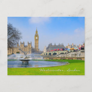 Westminster Bridge and Big Ben, London UK Postcard