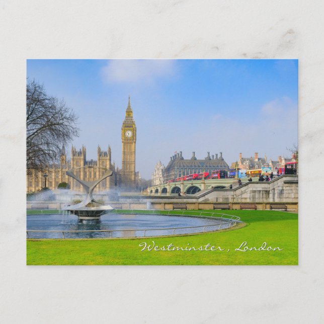 Westminster Bridge and Big Ben, London UK Postcard (Front)