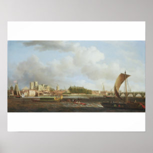 Westminster from Lambeth, with the ceremonial barg Poster