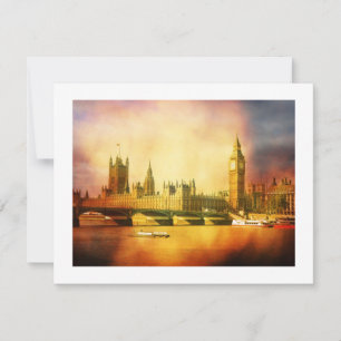 Westminster Palace and Bridge with Big Ben Invitation