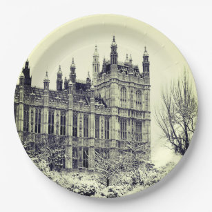 Westminster, Parliament, Winter London - British Paper Plate