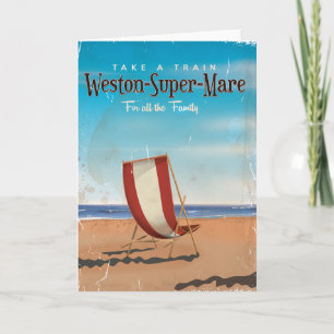 Weston Super Mare vintage travel poster. Holiday Card