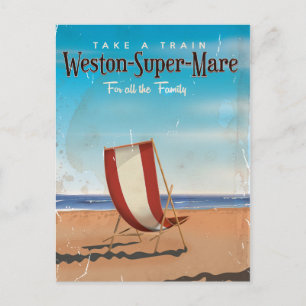 Weston Super Mare vintage travel poster. Postcard