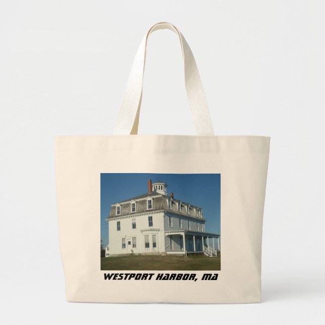 Westport Harbor, MA Large Tote Bag (Front)