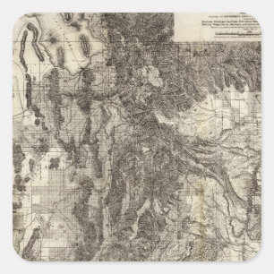 West's New Sectional and Topographical Map Of Utah Square Sticker