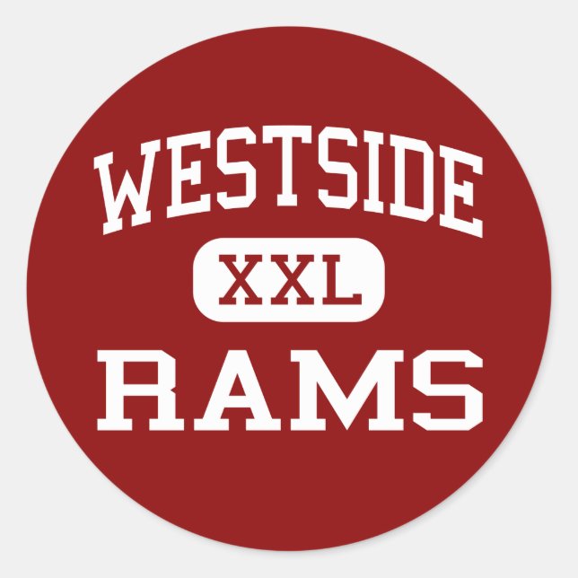 Westside - Rams - High - Anderson South Carolina Classic Round Sticker (Front)
