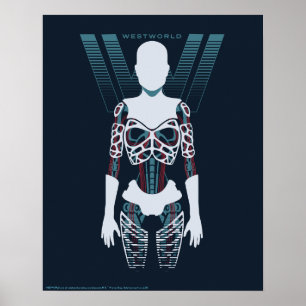 Westworld Android Skeleton Over Logo Poster