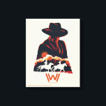 Westworld | Man in Black Desert Silhouette Canvas Print<br><div class="desc">Check out this stencil portrait of the Man in Black,  featuring silhouettes of William and Dolores horseback riding through the desert together.</div>