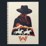 Westworld | Man in Black Desert Silhouette Notebook<br><div class="desc">Check out this stencil portrait of the Man in Black, featuring silhouettes of William and Dolores horseback riding through the desert together.</div>