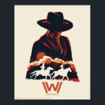 Westworld | Man in Black Desert Silhouette Poster<br><div class="desc">Check out this stencil portrait of the Man in Black, featuring silhouettes of William and Dolores horseback riding through the desert together.</div>