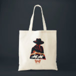 Westworld | Man in Black Desert Silhouette Tote Bag<br><div class="desc">Check out this stencil portrait of the Man in Black,  featuring silhouettes of William and Dolores horseback riding through the desert together.</div>