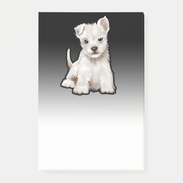 Westy puppy custom black fade note block (Front)