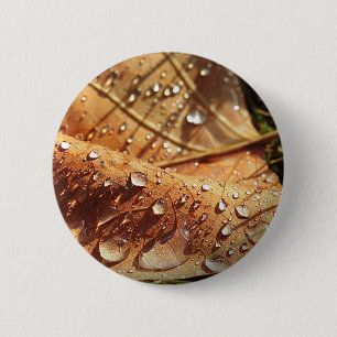 Wet Autumn Leaf - Button