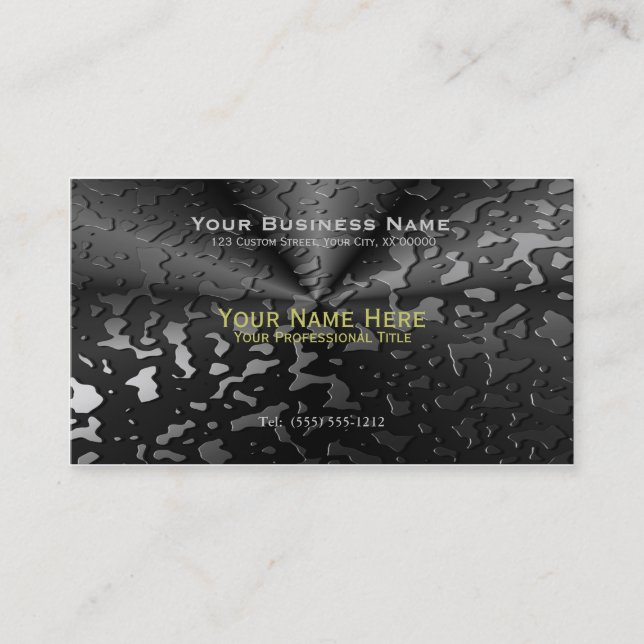 Wet Black Polished Metal Business Card (Front)