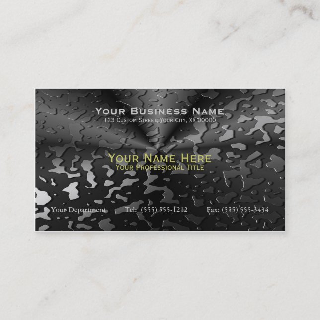 Wet Black Polished Metal Business Card (Front)