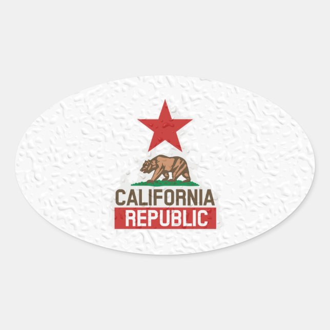 Wet California Republic Oval Sticker (Front)