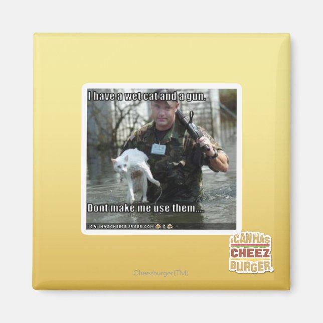 Wet cat and gun magnet (Front)