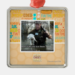 Wet cat and gun metal tree decoration