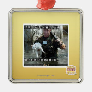 Wet cat and gun metal tree decoration