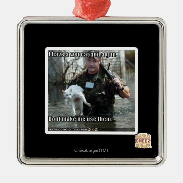 Wet cat and gun metal tree decoration (Front)