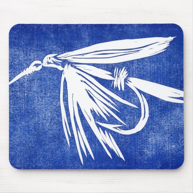 "Wet Fly - Blue" Classic Trout Fly Mousepad (Front)
