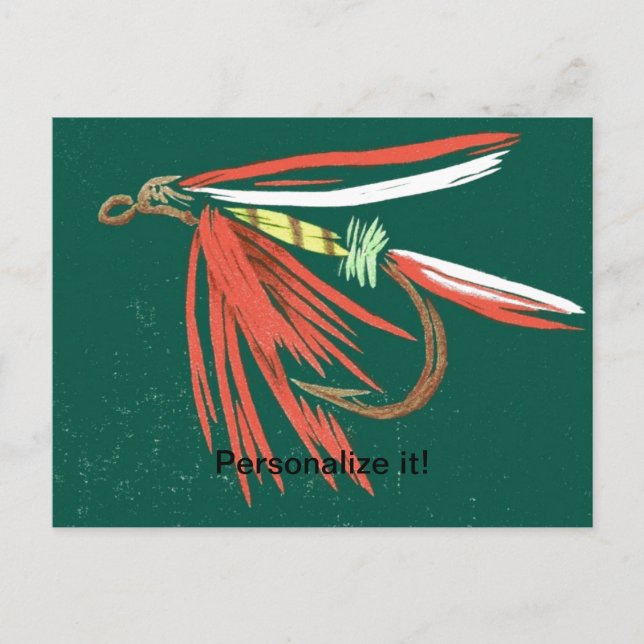 Wet fly,  fly fishing, fly tying, fly fishing art holiday postcard (Front)