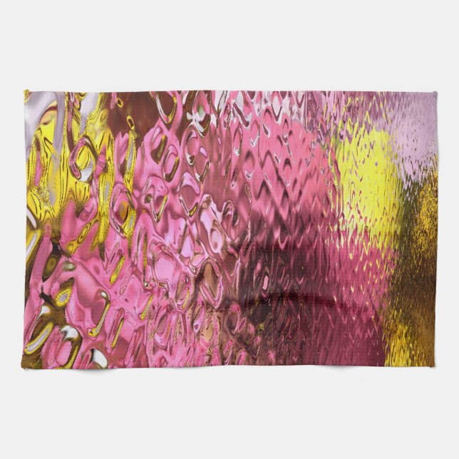 Wet Look Pink Abstract Reflection Tea Towel (Horizontal)