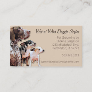 Wet n' Wild Doggie Styles Pet Grooming Appointment Card