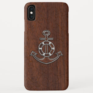 Wet Nautical Mahogany Anchor Steel iPhone XS Max Case