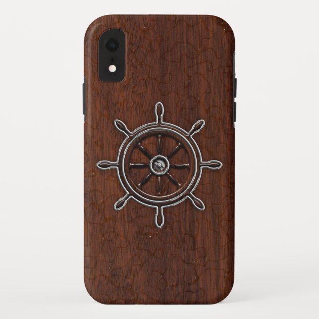 Wet Nautical Mahogany Anchor Steel Case-Mate iPhone Case (Back)