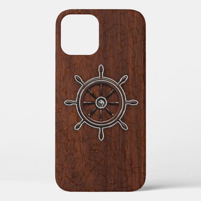 Wet Nautical Mahogany Anchor Steel Case-Mate iPhone Case (Back)